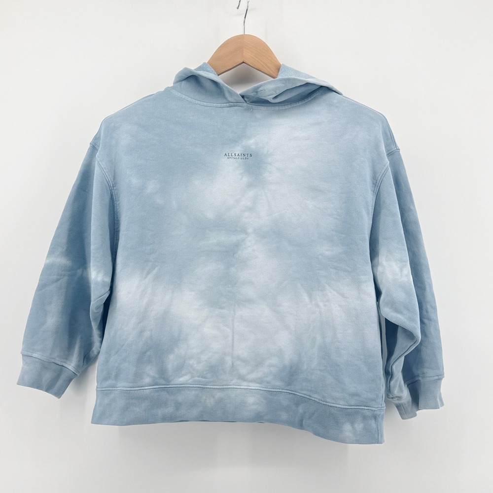 AllSaints Spitalfields Sasha Tie Dye Cotton Hoodie Sweatshirt Blue Size 4 $155